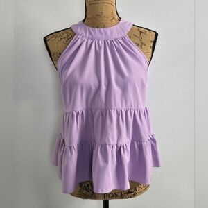 COLORS Tiered Halter Top Blouse S Lilac